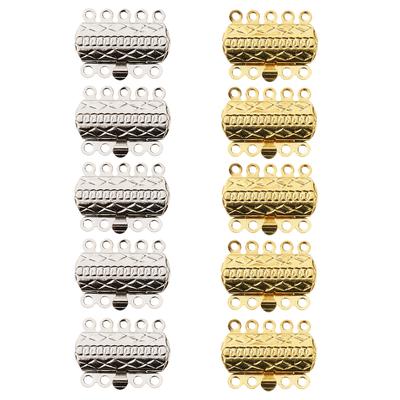 10 Brass 5 Strand Push Clasps Silver Gold Connectors Jewelry Making Findings