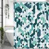 Creative Green Geometric Shower Curtain, Bathroom Decorative Shower Curtain, Waterproof Shower Curtain with Hooks