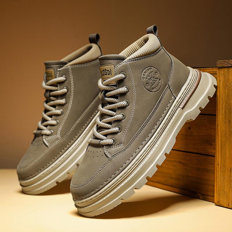 

Высококачественные мужские рабочие ботинки, уличная платформа, мужская повседневная обувь, зимние мужские ботильоны, модные, из мягкой кожи, мужская деловая обувь 41 хаки