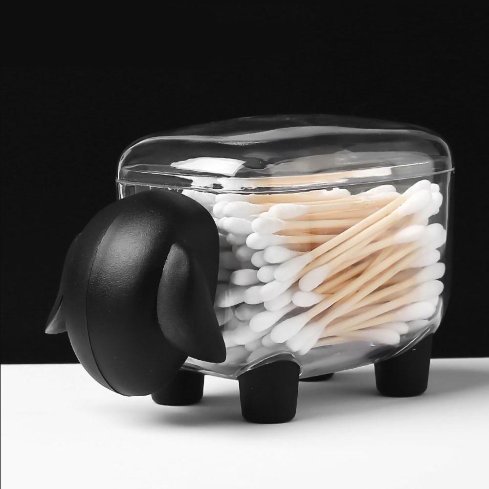 

Cute Cotton Swab Box White Makeup Cotton Box Holder Container Desktop Organizer Desktop Storage чорний