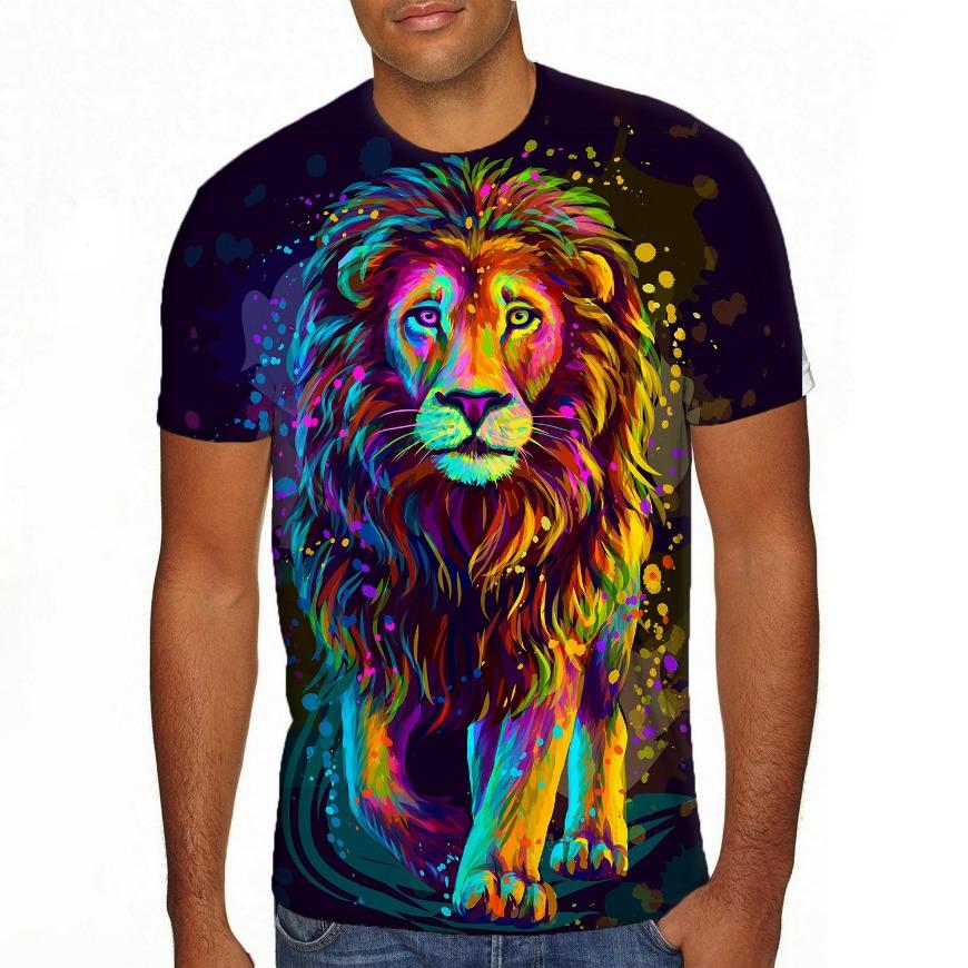 3D Printed Originality T-Shirt for Men Fashion Lion Animal Pattern T Shirts Summer Casual Short Sleeves Round Neck Tops Sport Loose Tee
