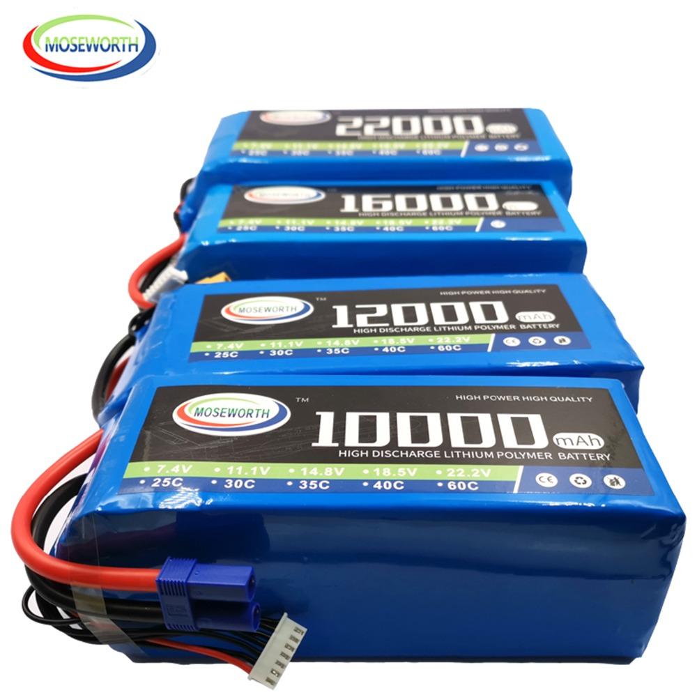 7.4V 11.1V 14.8V 18.5V 22.2V 2S 3S 4S 5S 6S 10000 12000 16000 22000mAh 25C RC LiPo Battery RC Car Agricultural Spraying Drone