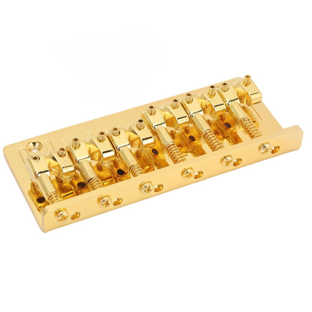 Bass Bridge Zinc Alloy Fixed Type 6 String Electric Bass Bridge Replacement for Practice Gold