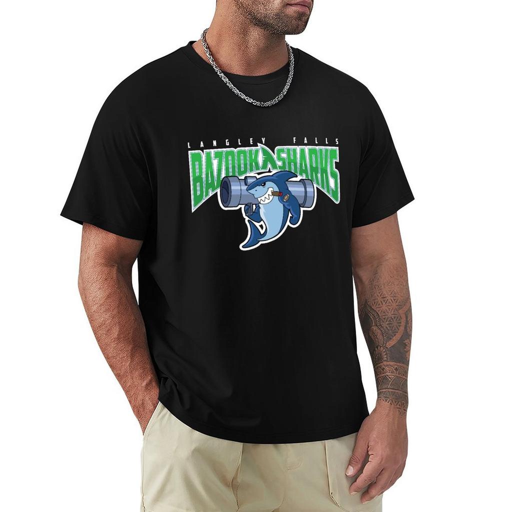 Langley Falls Bazooka Sharks Tshirt Basic Plain Tee For Spring And Summer