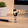 Car Ornaments Cat Spring Ornament, Rocking Black White Figurine, 2D Christmas Tree Hanging Ornament Flat Acrylic Swaying Dashboard Decor for Vehicle,