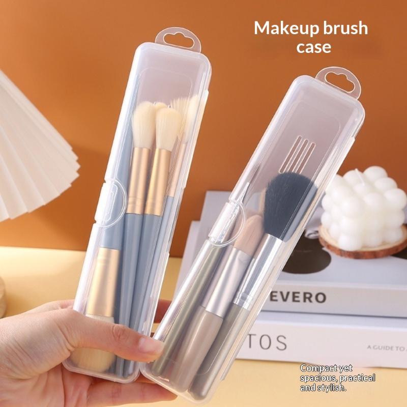 3Pcs Transparent Makeup Brush Organizer Casetravel Cosmetic Brush Storage Box Dustproof Snap-Close Holder With Hanging Loop