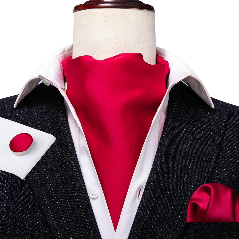 Mens Ascot with Brooch 12 Colors Paisley Jacquard Cravat Tie Hanky Cufflinks Set for Wedding Designer