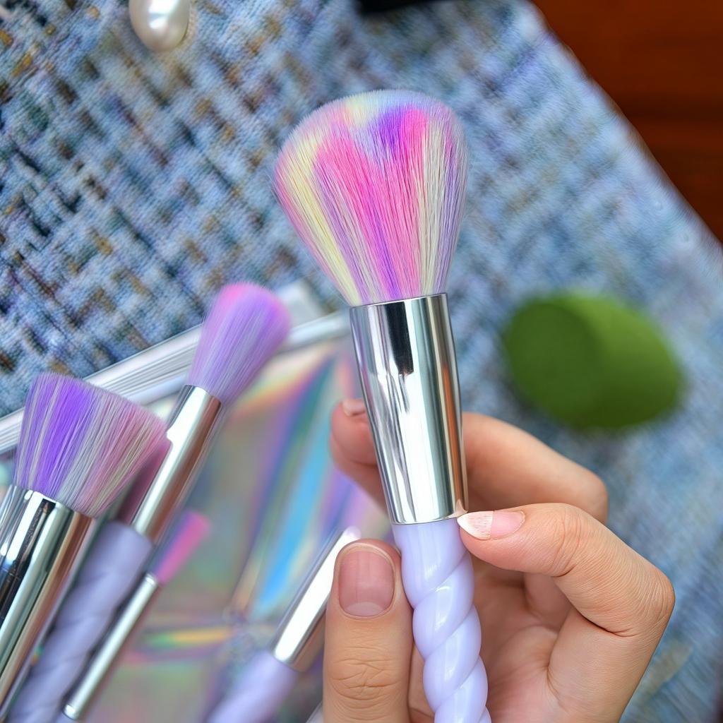 10 Colorful Makeup Brushes, Crystal Makeup Brushes Spiral Handle Makeup Brush Set