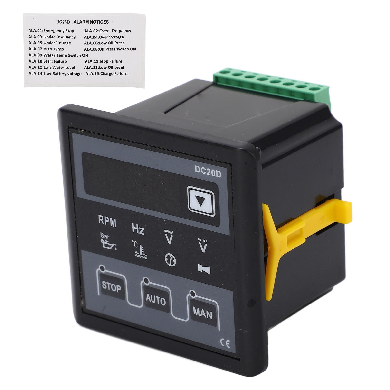 

Контролер генератора DC20D 5-значний світлодіодний дисплей Контролер дизельного генератора з повітряним охолодженням AC20‑276V