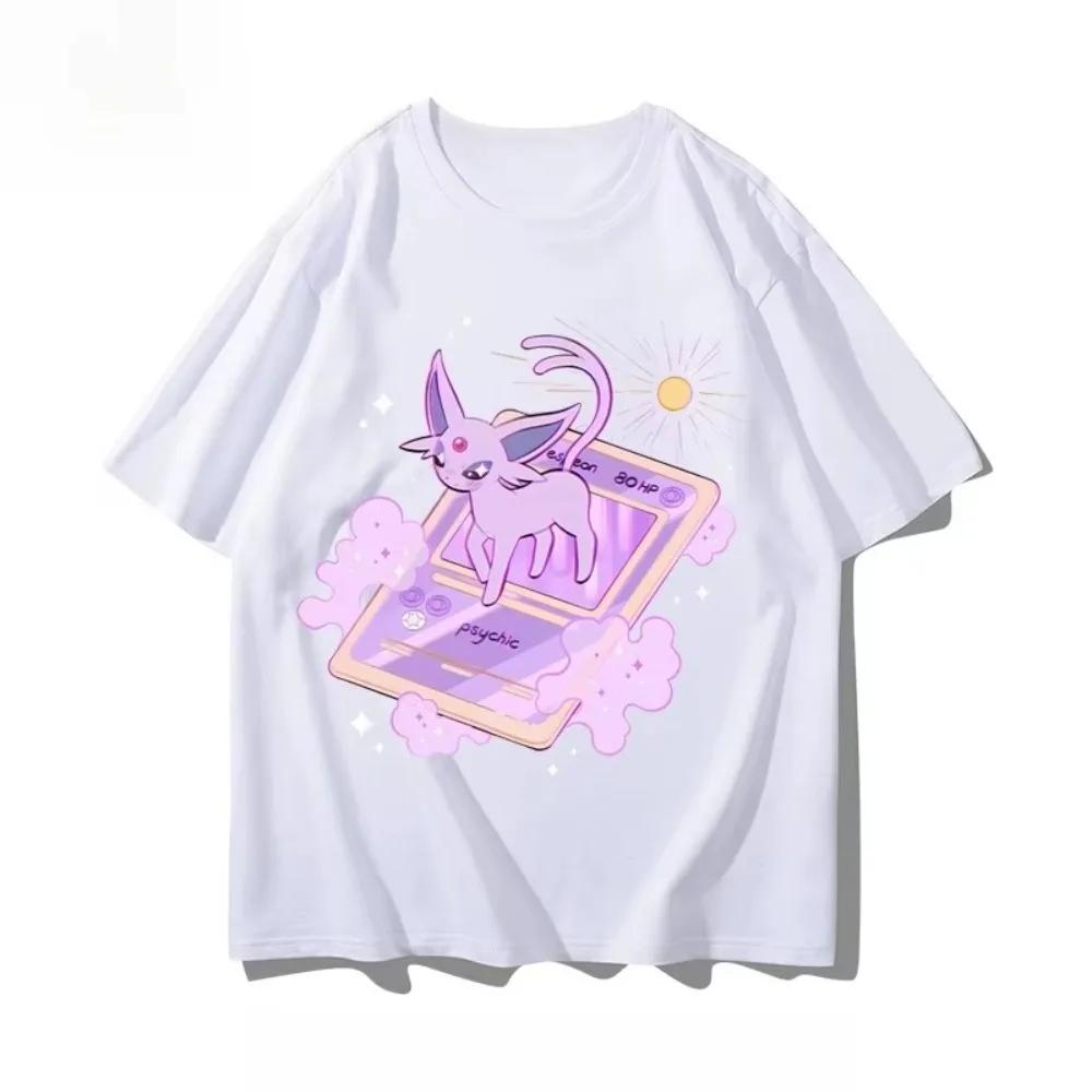 

Mens New Pokémon Espeon Cartoon Handpainted Japanese Tshirt Mens and Womens Summer Harajuku Loose Casual Shortsleeved Top S