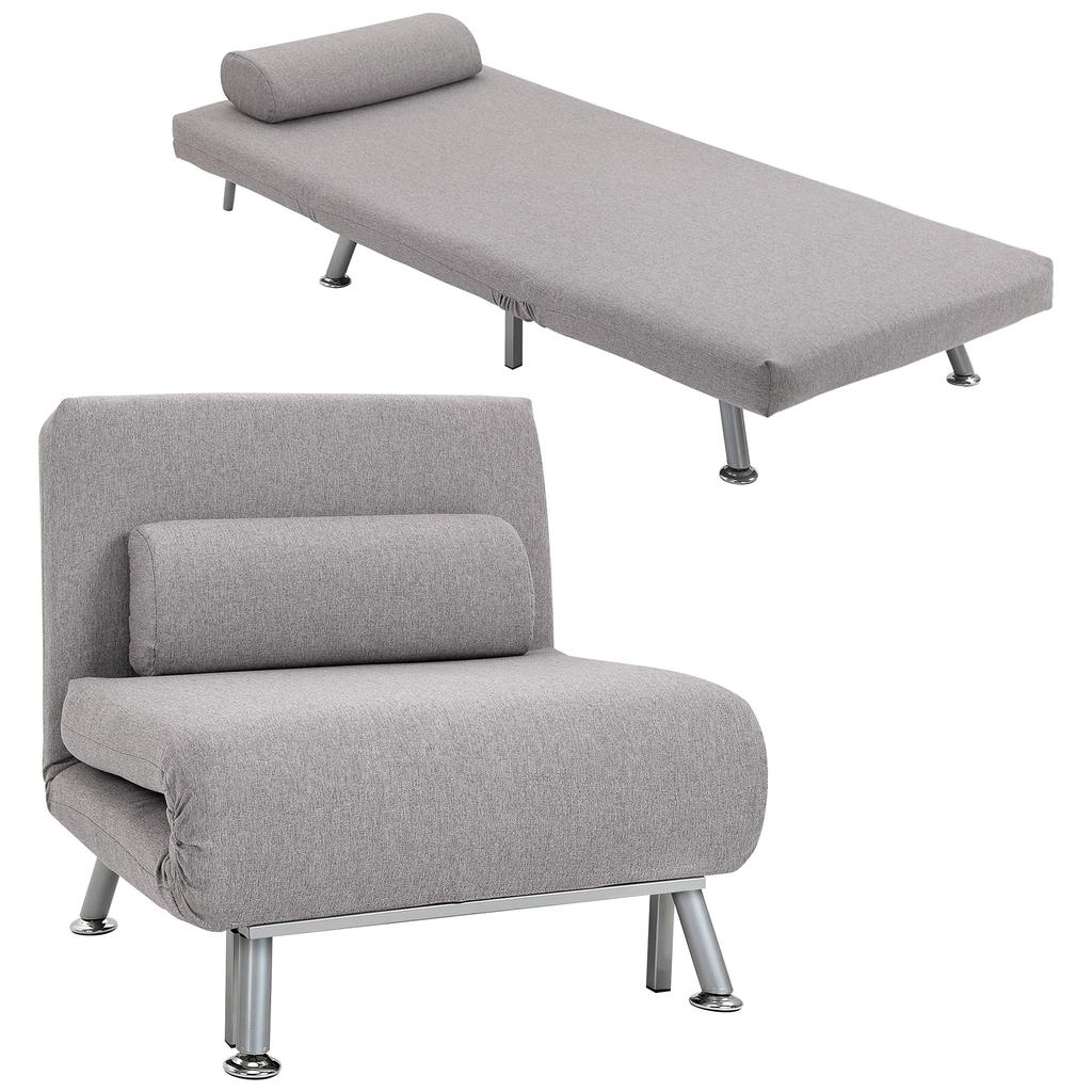 Adjustable Back Futon Sofa Chair - Grey