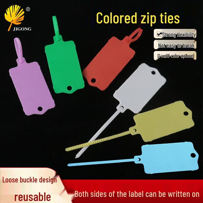 Reusable Colored Label Zip Tie with Integrated Hang and Marker Tags