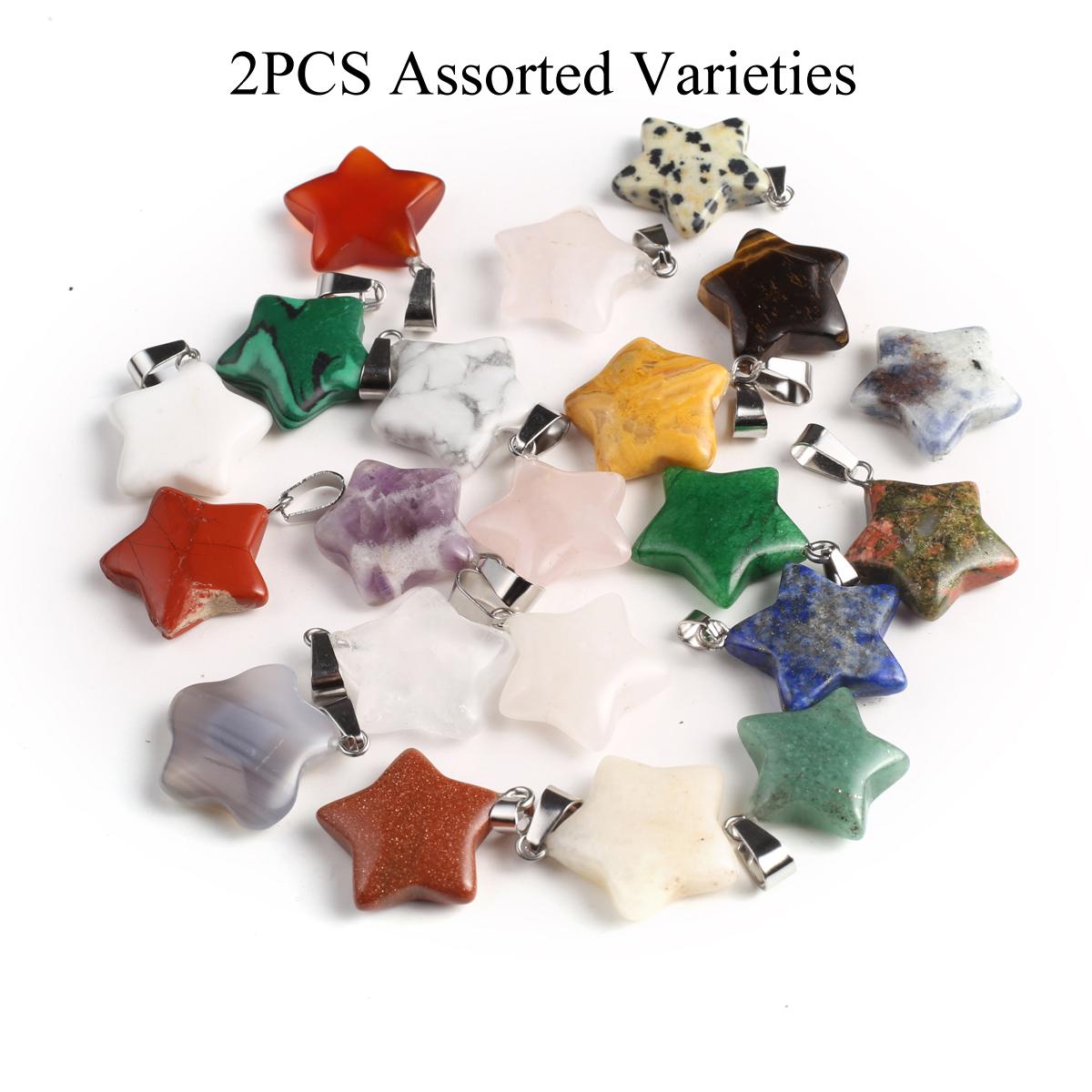 

2 шт. подвески со звездами ручной работы, кулон из натурального камня, кварцевый агат, бирюзовый драгоценный камень, подвески для изготовления ювелирных изделий, аксессуары «сделай сам», 20x22 мм 2Pcs/20x22mm