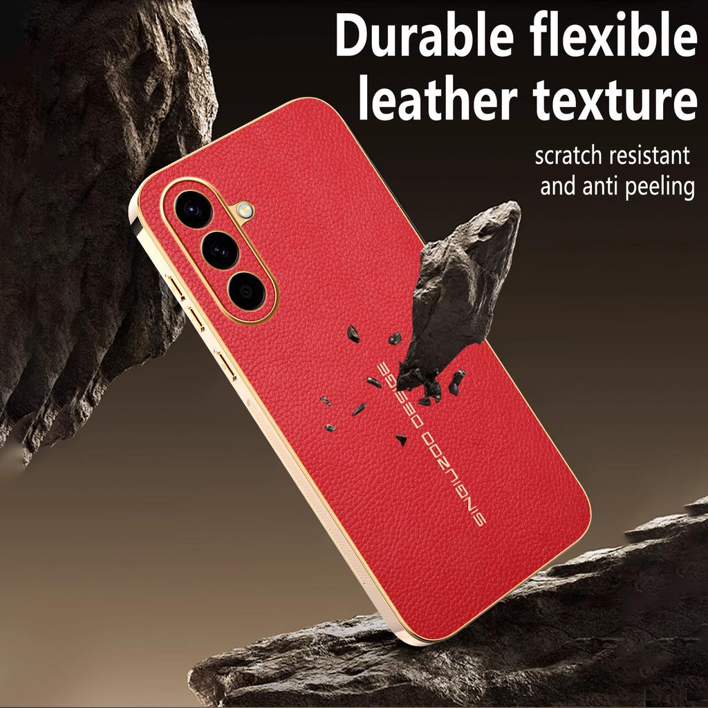 Pour Samsung Galaxy A57 5G Coque Anti-Rayures Texture Litchi TPU Cuir PU Housse Arrière de Téléphone