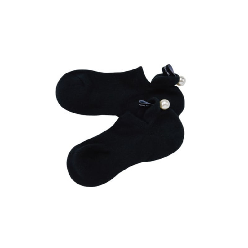 DOYOUKNOWMC ALL SEASON Pearl-embellished Black Ankle Cushion Socks