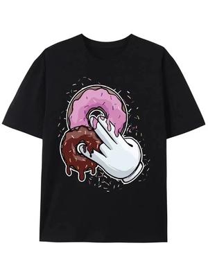 Funny Tee Premium Manga Cotton Men T-Shirts Pink Donut Size L & XL T-Shirt