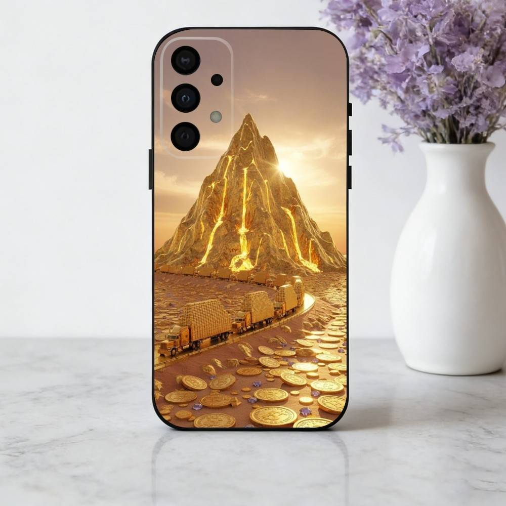 G-Gold M-MoneyS P-Pattern Phone Case For Samsung Galaxy A73,A72,A71,A70,A53,A52,A51,Soft Silicone Black Cover