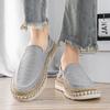 Linen men's shoes - Lazy casual loafers - One-piece slip-on flat-bottomed shoes - Breathable fisherman shoes