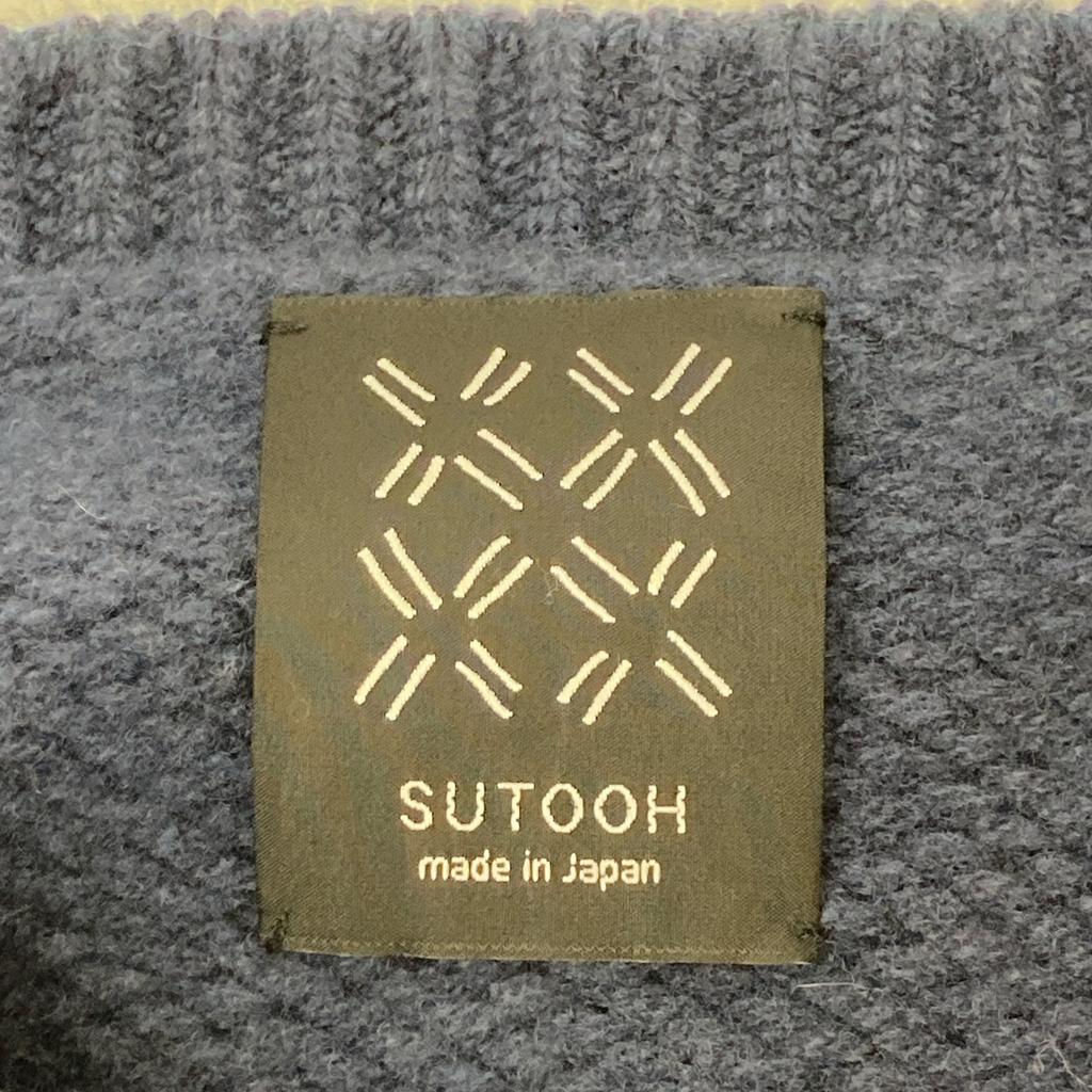 SUTOOH Blue STU-A22-KN06 Wool Cashmere Silk Jacquard Knit Tops 2 blueUsed