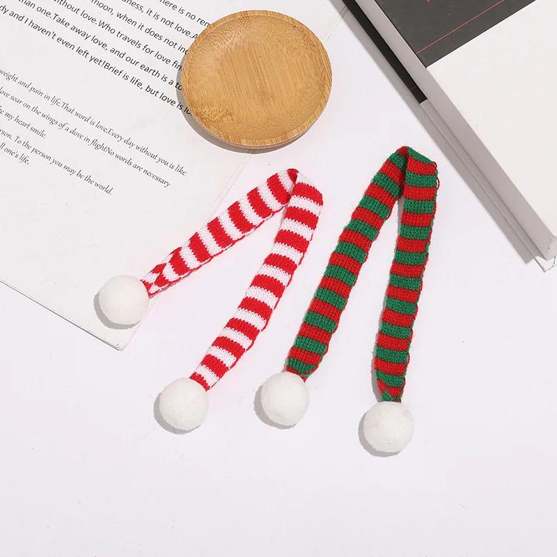 2025 Christmas Mini Knitted Doll Scarf  Hat Polyester Hair Ball Decorative Toy Accessories Strap Pet Scarf
