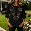 Women's Artistic Loose Fit Embroidered Mid Sleeve Blouse for Tea and Daily Wear