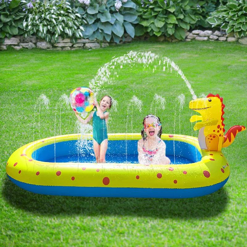 Cartoon Inflatable Dinosaur Fountain Outdoor Dolphin Watering Mat Children's Water Toys Frog Swimming Pool Shark Swimming Pool