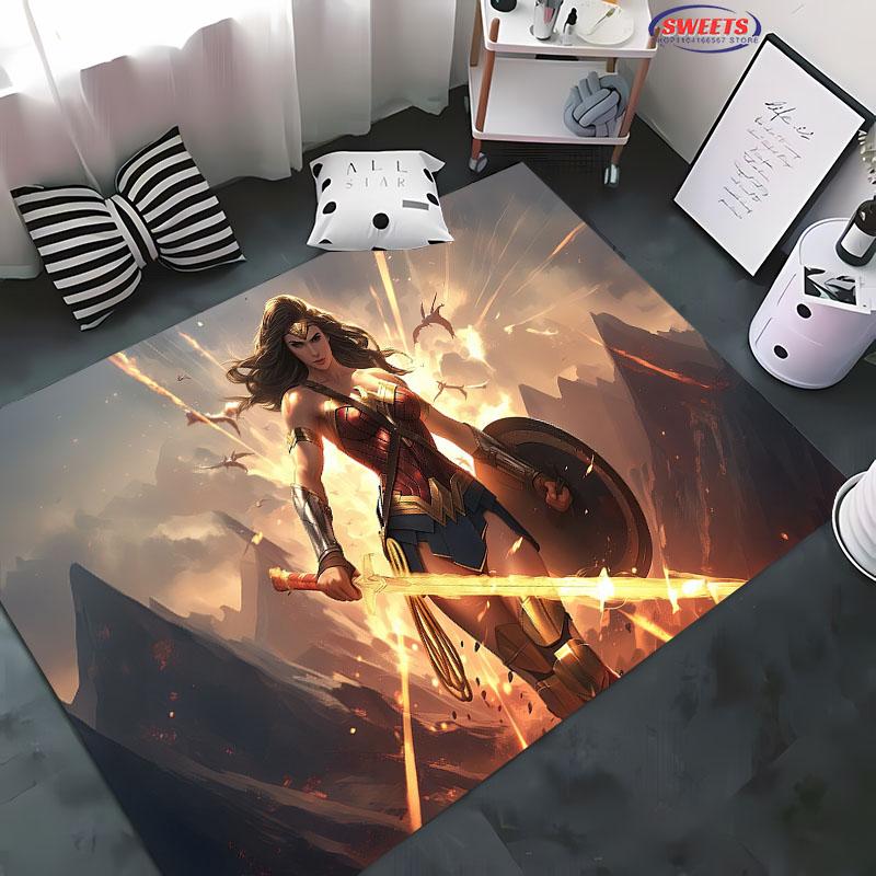 New Shelves! Classic DC Wonder Woman Carpet, Living Room Bedroom Office Children's Room of Choice, Non-slip Machine Washable Mat
