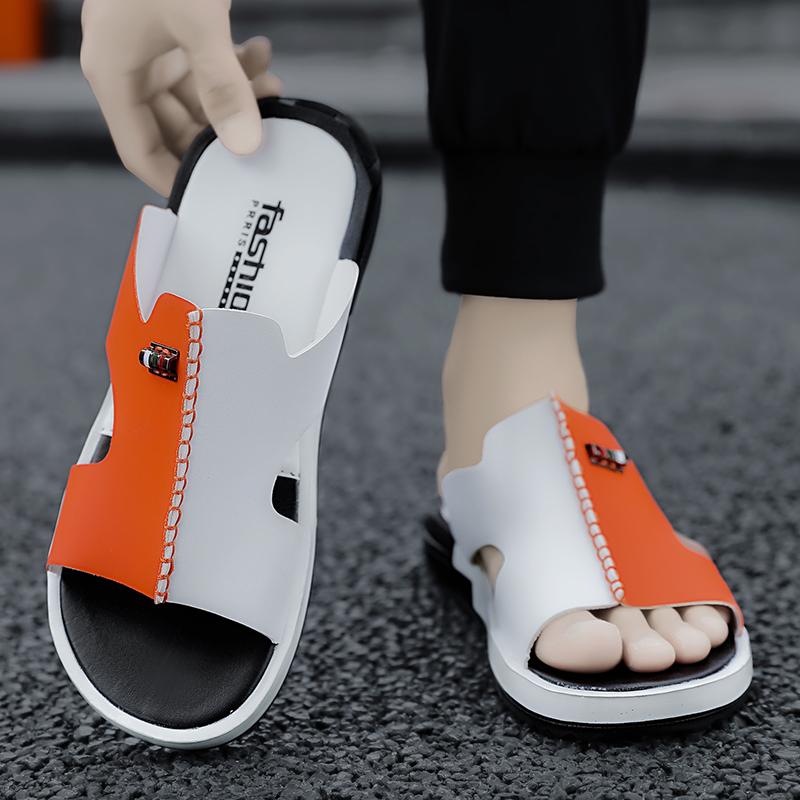 2024 Summer Men Shoes Sandals Comfortable Slip-on Casual Sandal Fashion Shoes Men Slippers Personality Double Color Blocking