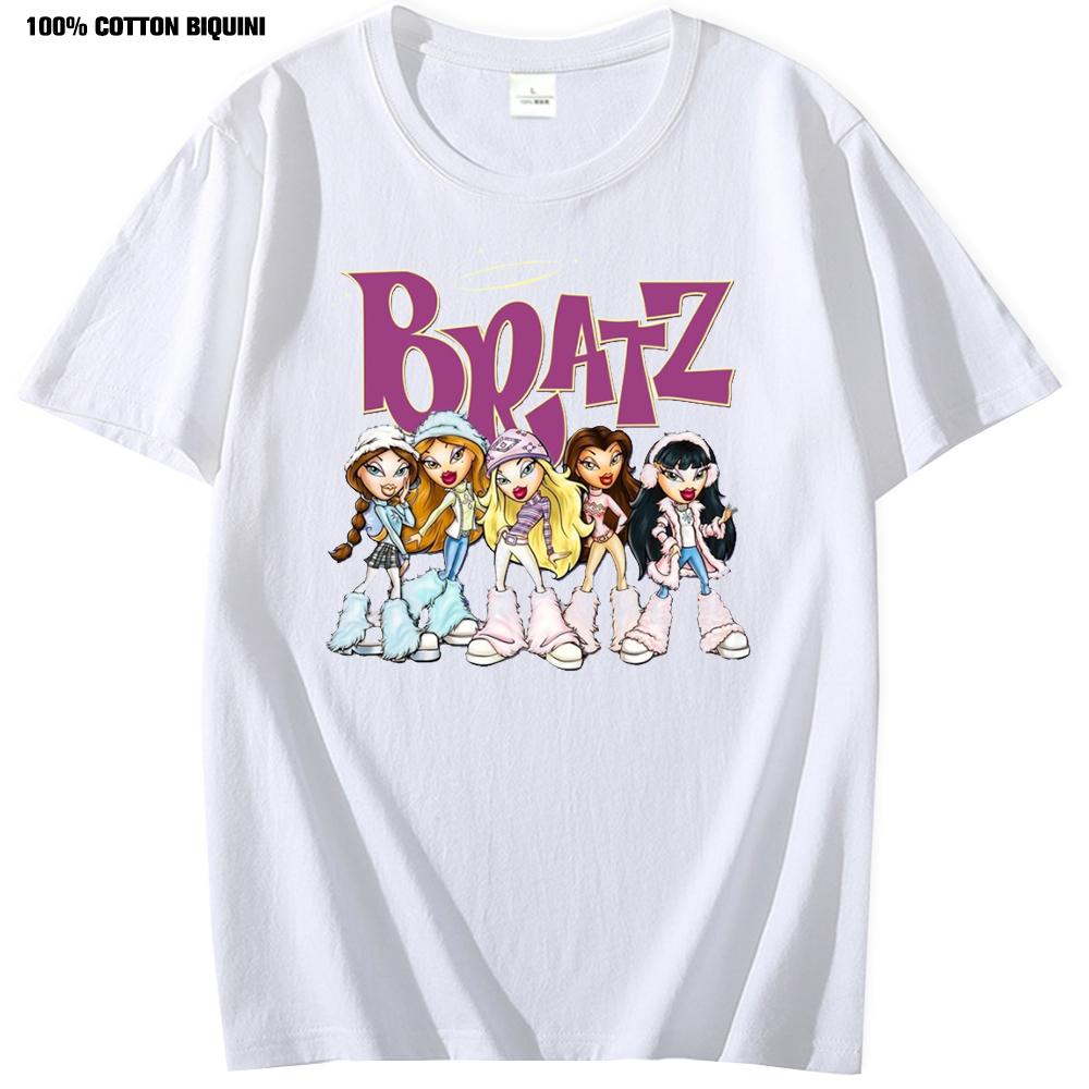 Dámské tričko Bratz s krátkým rukávem, nadměrné, ležérní tričko, Harajuku trička, oblečení pro muže, grafické topy, roztomilé letní oblečení