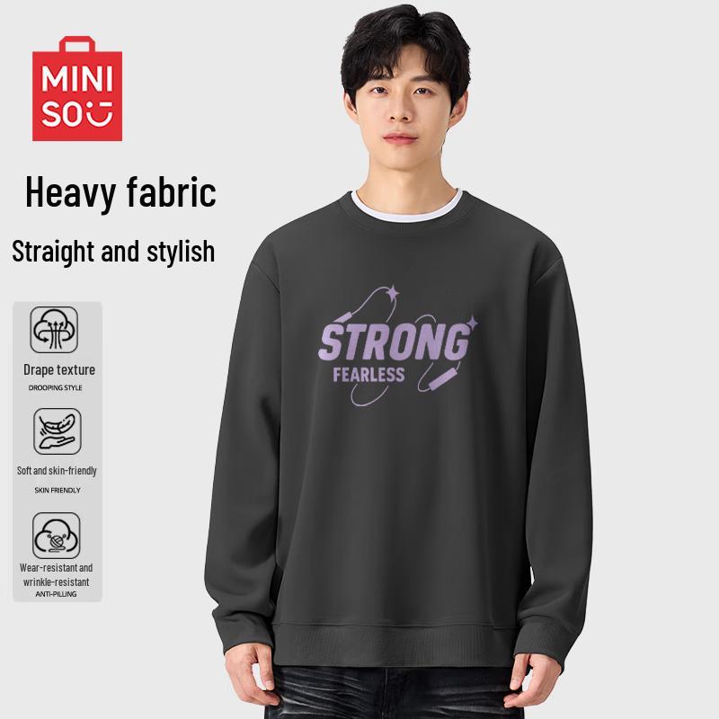 

MINISO Men s Autumn Letter Print Round Neck Sweatshirt XL