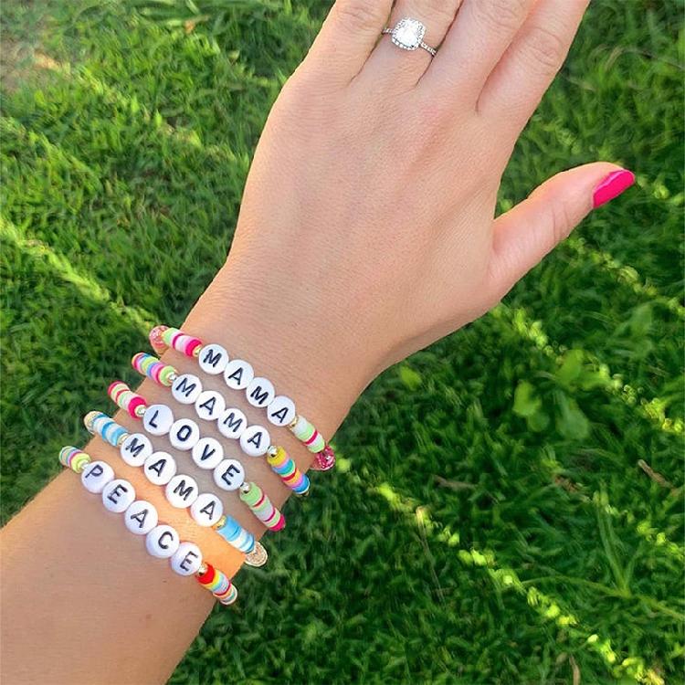 Acrylic Letter Beads Elastic String Cords Accessories DIY Craft Glass Beads