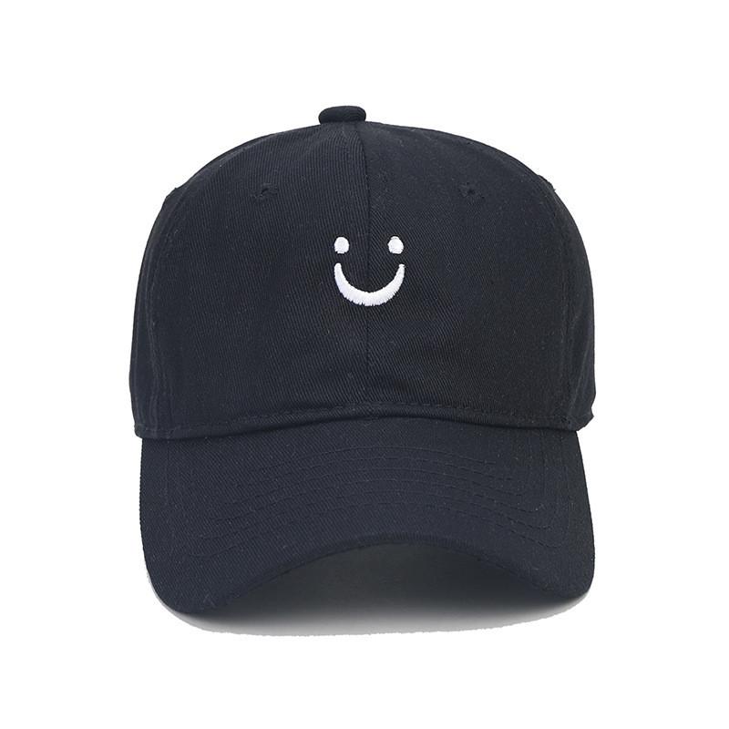 Kids Cute Smile Embroidered Cotton Baseball Cap Summer Sun Hat For Children Black