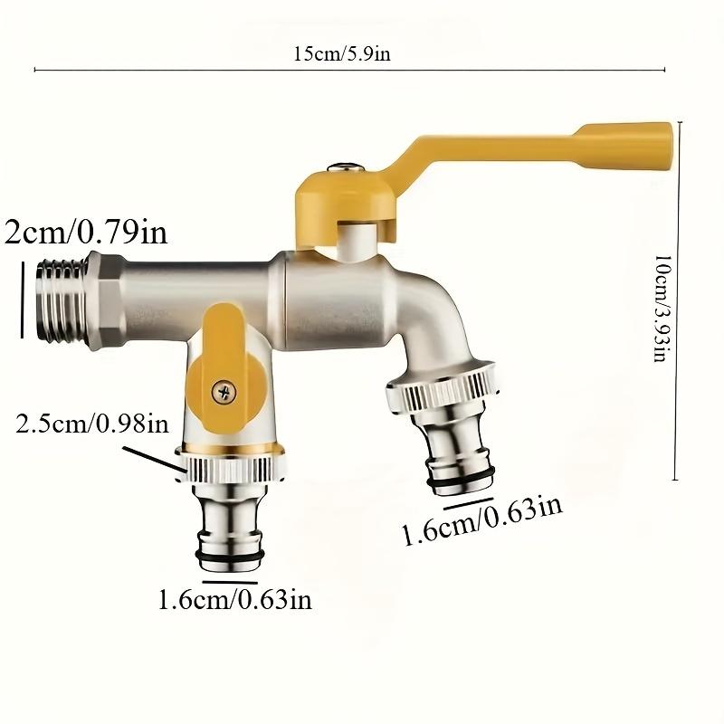 Double Outlet Garden Hose Faucet -1/2 Inch Connection, Ideal for Watering and Lawn Care, Compatible with Sprinklers and Hose Gun