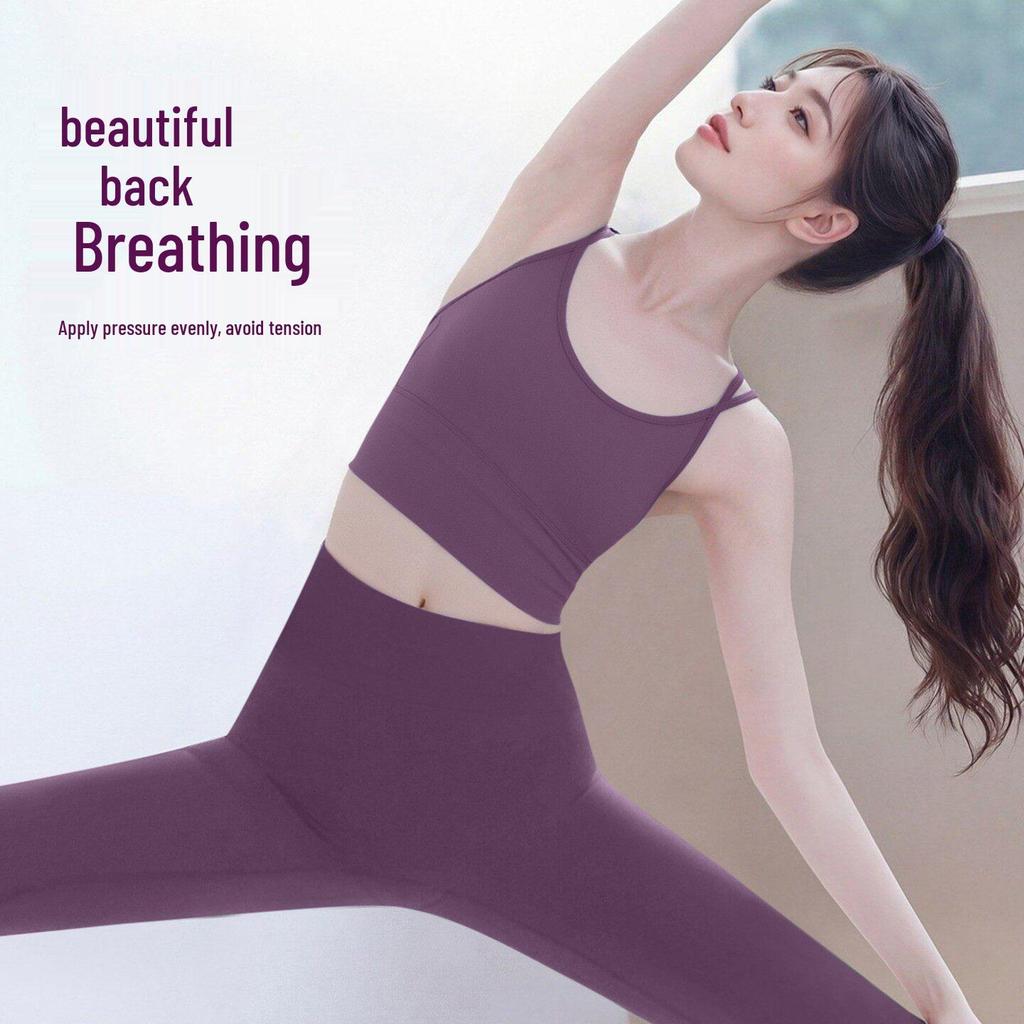 Women's High-End Yoga Suit with Chest Pads - Stylish Back Design for Running, Fitness, Pilates