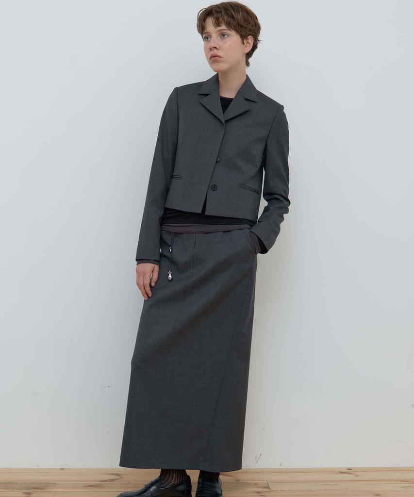 Majone Maxi Wool Skirt_Melange Gray