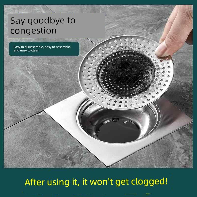 Bathroom Anti-Hair Drain Filter Stainless Steel Sewer Filter Cover Kitchen Sink Garbage Hair Anti-Clogging
