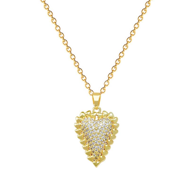 Titanstahl, Leere Liebe Zirkon Leichter Luxus Temperament Wunderschöne Voll Diamant Halskette Damen Vielseitige Schlüsselbeinkette Titanstahlkette