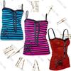 2026 Cross-Border Sexy Lace Skull Bow Striped Slim-Fit Tank Top