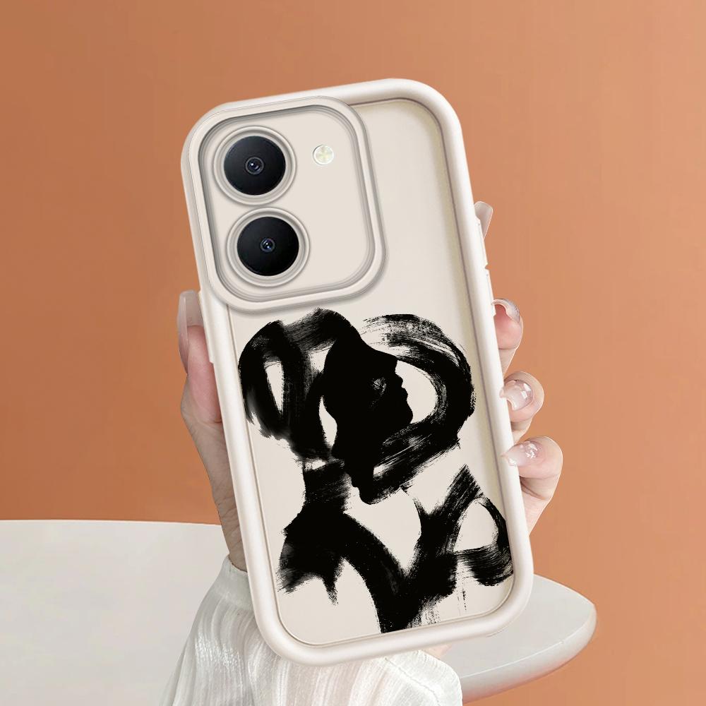 Soft Silicone Square Ladders Cartoon Pattern Full Cover Camera Protection Shockproof Case for iPhone Infinix Tecno Vivo