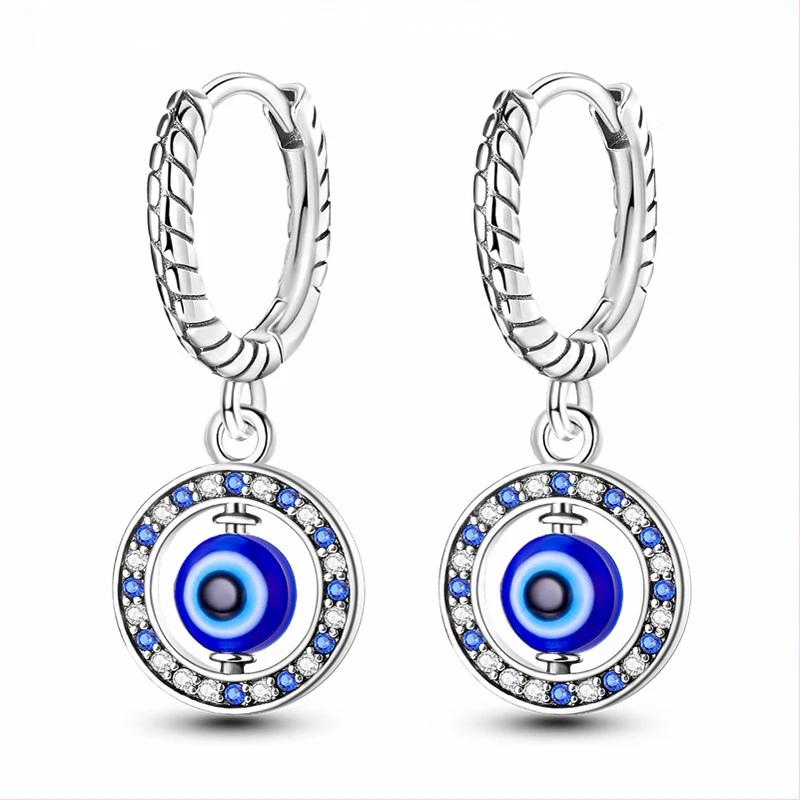 Shining Blue Zircon Owl Earrings Copper Evil Eyes Earrings For Women Wedding Engagement Planet Moon Star Zirconia Jewelry