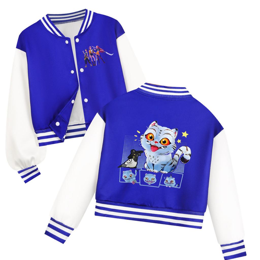 Kids Girls Anime Cartoon POP Singer Super Star Rumi Zoey Mira Printed Casual Long Sleeves Baseball Jacket Coat