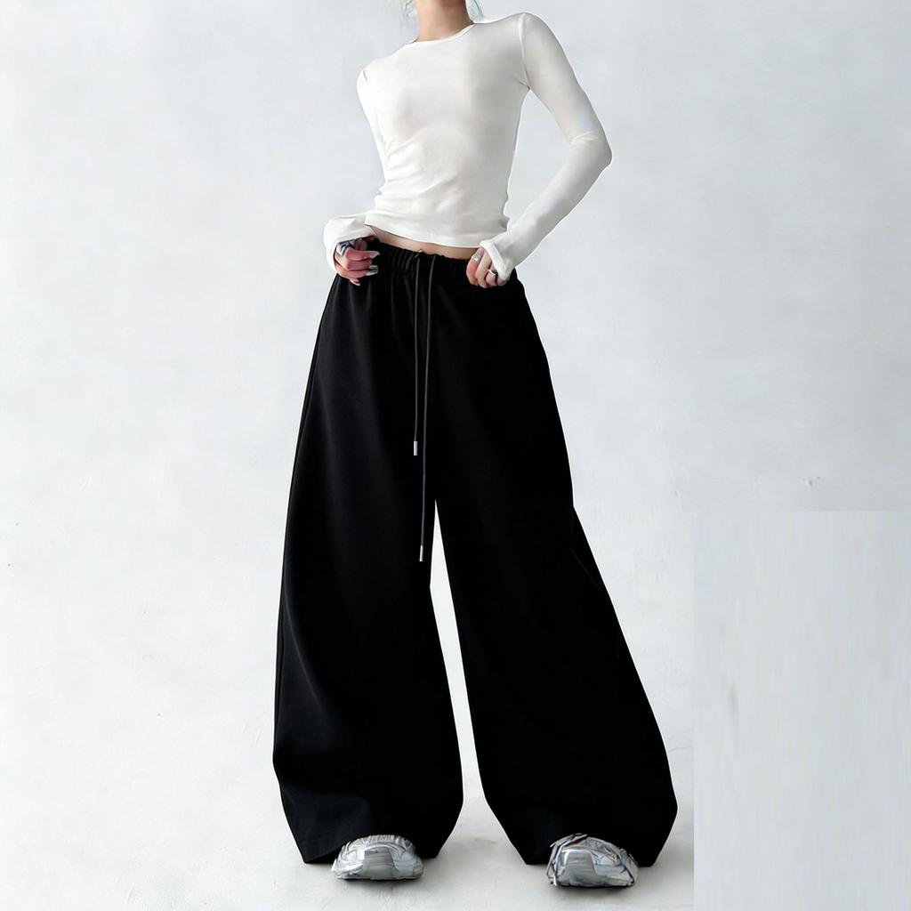 Pantalon de survêtement athlétique ample à jambes larges taille haute amincissant pour femme