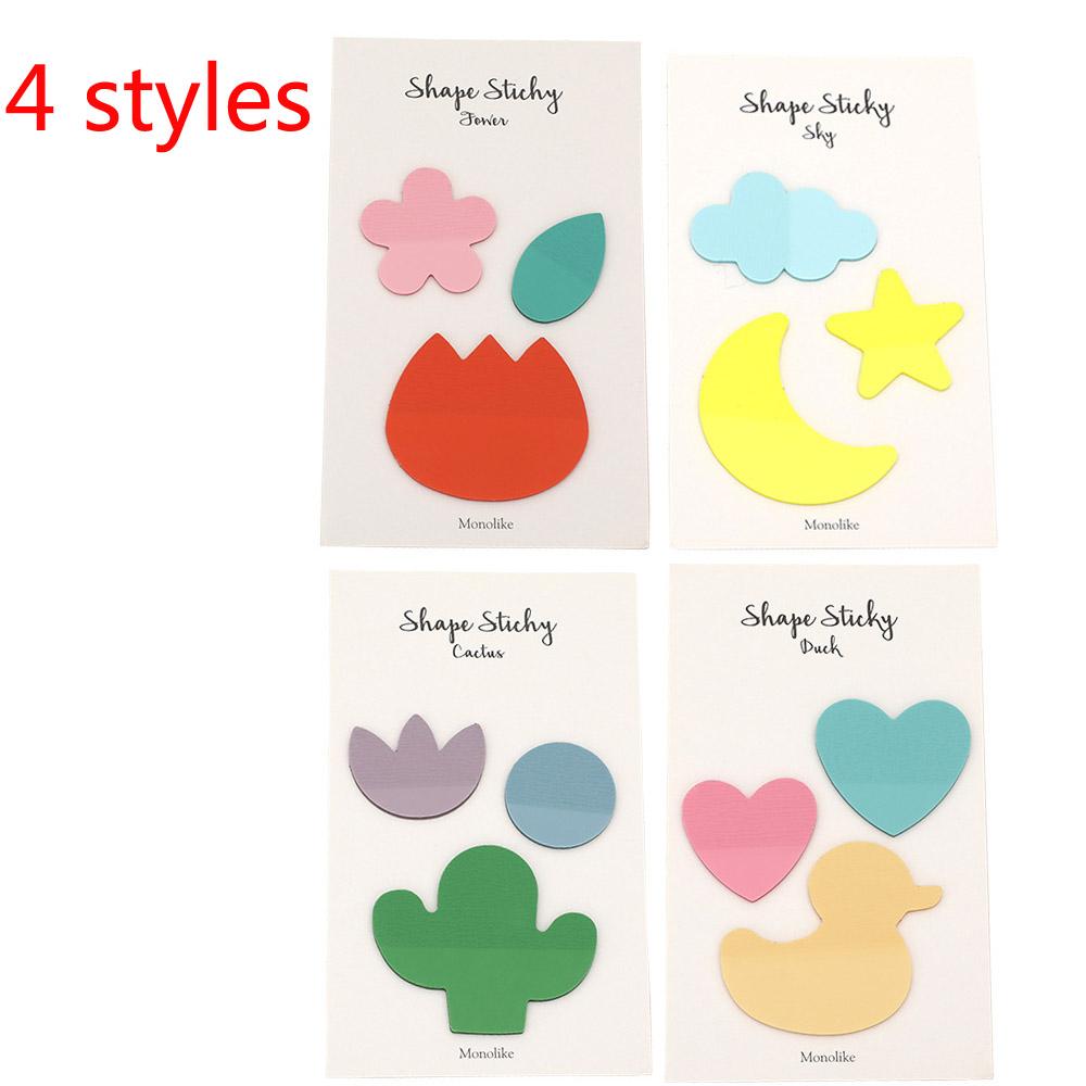 

4 Styles Sticky Notes Memo Pad Macaron Cute Transparent Shape Inforgraphic Sticky Notes Pad Index Stickers for Office Stationery