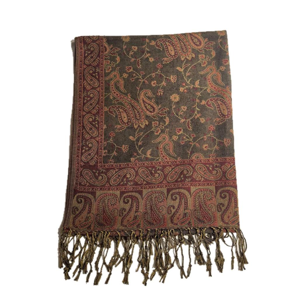 2025 Women's Soft Breathable Jacquard Tassel Scarf - Imitation Cashmere, Autumn Winter Versatile Shawl & Neck Warmer, Light Luxury Style