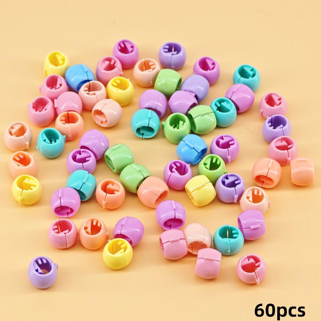 60pcs Hair Braids Beads Headwear Cute Candy Colors Plastic summer Hair Claw Clips Hair Accessories Loc Hair Jewelry for Braids