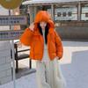 Premium sense super good-looking pumpkin orange hooded down jacket winter new small white duck down bread jacket