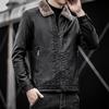 Winter-Lederjacke für Herren, neues Revers für mittlere und ältere Menschen, mit Plüschfell und Fell, integriert mit fetter, übergroßer Herren-PU-Lederjacke
