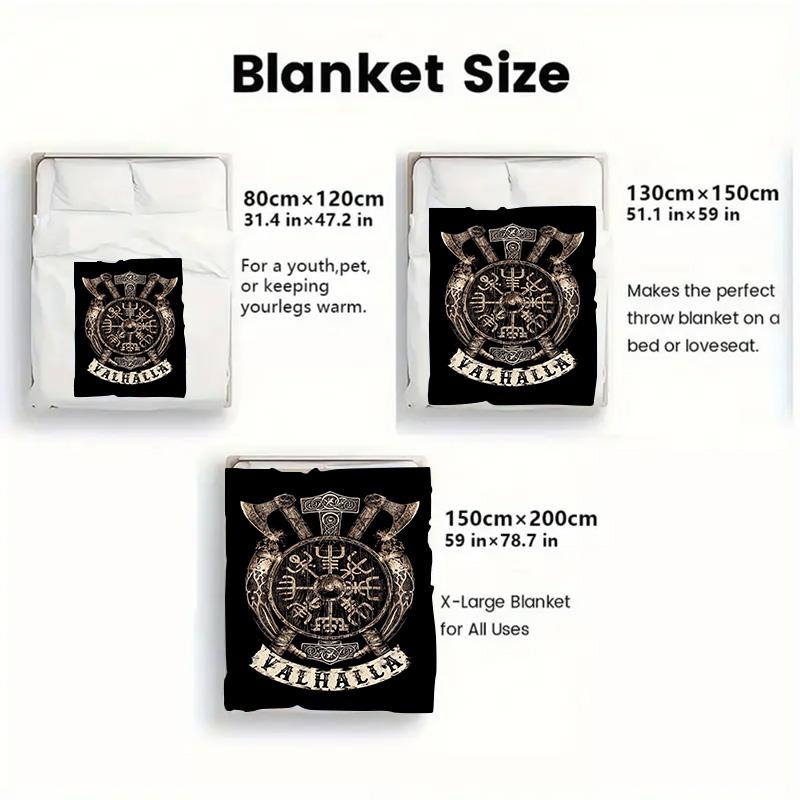 Vintage Viking Emblem Print 2D Flat Pattern Flannel Blanket High Quality All Seasons Warmth and Comfort Perfect for Christmas Gifts.PMT0914054