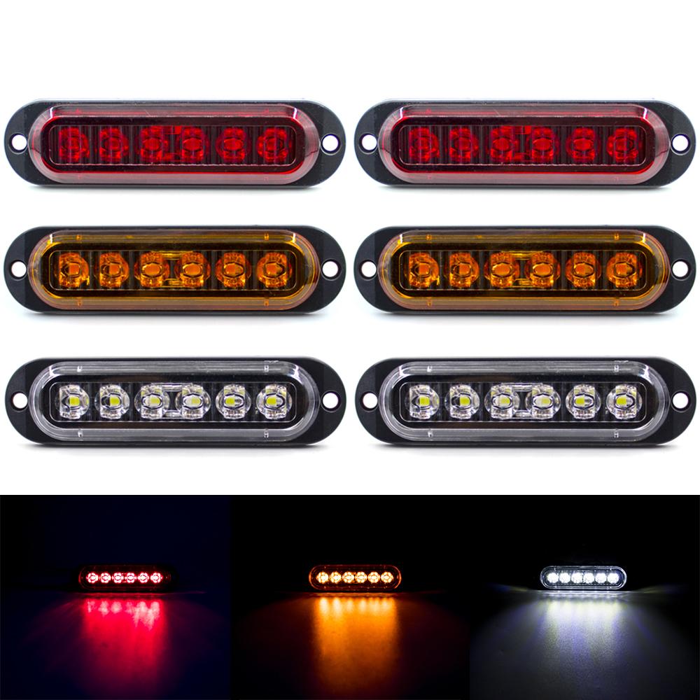 4/10pcs 6 LED 12V -24V External Side Marker Warning Tail Light Clearance Lamp Light Bar Car Truck Trailer RV Lorry Caravan ATV Bulbs 7