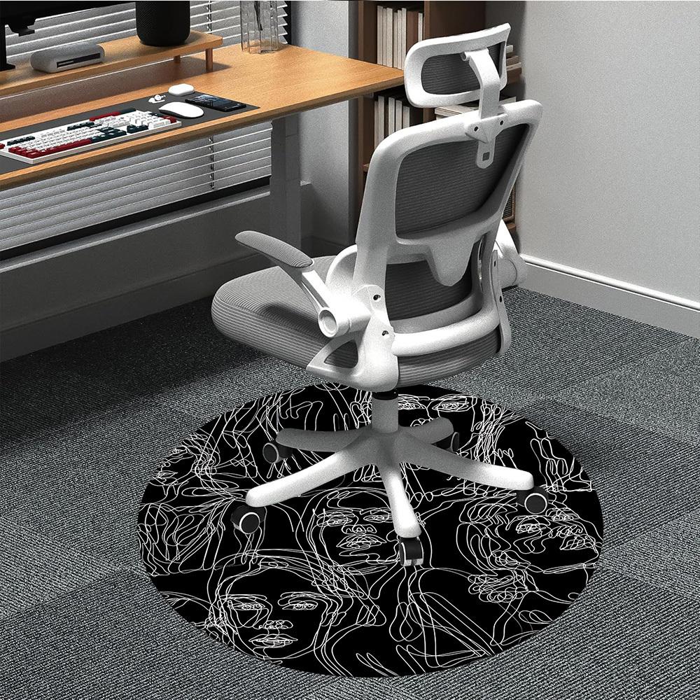 

1pc Abstract Faces Carpet, Round Non Slip Durable Large Size Office Carpet, Suitable for Office 80cm